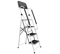 DAWNYIELD 4 Step Steel Folding Step Ladder Anti-slip with Safety Handrailstep Heavy Duty Step Stools for Adults Home Kitchen Outdoor -4 Step Ladder