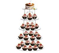 DAWOO 5 Tier Acrylic Cupcake Stand,Round Transparent Can Split to 2-3 Tier Clear Dessert Display Holder Stand With Base for Wedding, Party, Baby Shower, Get-together