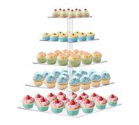Dawoo Acrylic Cake Stand 5 Tier Transparent Square Display Stand for Weddings, Birthday Parties, Festivals and Celebrations (Blue - 5 tier)