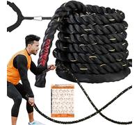 DAWOO Battle Ropes 38mm*9/12/15m with Protective Cover Heavy Exercise Rope for Home, Gyms Fitness, Strength Training, CrossFit and More (15m)