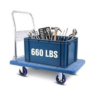 Dawot 660lbs Foldable Platform Truck Dolly with Swivel Wheels, Heavy Duty Moving Platform Hand Truck, Moving Flatbed Cart Push Cart Platform Dolly Cart for Groceries, Warehouse(35.43" x 23.62")
