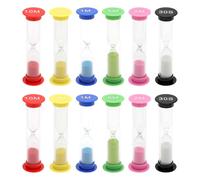 DAWRIS 12 Pcs Sand Timer for Kids, 6 Colors Hourglass for Teeth, Toothbrush Timer Shower Colorful Sandglass Sand Clock 30s, 1 min, 2, 3, 5 and 10 mins for Game Classroom Home Office Cooking