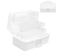 DAWRIS 3 Layer Multipurpose Storage Box Craft Storage Boxes Sewing Box Hair Accessories Organiser Plastic Tool Box with Handle, Fits for Medicine, Toys, Art Supply, Makeup, Nail 26.5 * 15.5 * 13cm