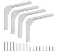 DAWRIS 4 PCS Floating Shelf Brackets White Shelf Brackets, L Brackets for Shelves, Wall Hanging Shelf Holder Shelf Support, 150mm*125mm Corner Brace Angle Shelf Brackets & Supports, Home Kitchen Use