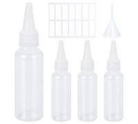 DAWRIS 4 Pcs Squeeze Condiment Bottles, Clear Squeeze Dispensing Bottles with Twist On Cap Lids, 8 oz, Plastic, Perfect for Sauces, Oils, Crafts, Comes with 1 Funnel