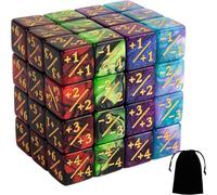 DAWRIS 48pcs MTG Dice, Counters Token Dice, Glitter D6 Dice Cube, Magic The Gathering Dice, Positive and Negative Loyalty Counter Set Dice Compatible with MTG, CCG, Card Gaming Accessory