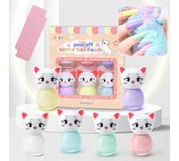 DAWRIS 6 Colors Nail Polish Sets for Girls, Kids Nail Polish Kit, Water-Based, Peel Off Children Non-Toxic Baby Pink Blue Nail Varnish Sets, Kids Makeup Set