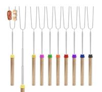 DAWRIS 8 x Telescopic Marshmallow Barbecue Skewers, Stick Bread Skewers, Barbecue Skewers, Campfire Skewers, Grill Fork, Stainless Steel Extendable, Grill Tools for Outdoor Use