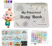 DAWRIS My Preschool Busy Book, Busy Book Preschool Learning Activities for Toddlers 1-3, Reusable Sticker Books, Autism Sensory Educational Toys for Toddler Activities