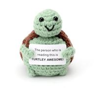 DAWRIS Positive Turtle, Emotional Support Mini Knitted Sea Turtle, Encourage Crochet Animals, Funny Wool Knitted Doll Inspirational Card, Cheer Up Gift for Birthday Decoration