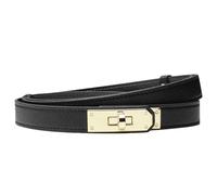 Dawris Women's Classic Alloy Lock Skinny Belts for Ladies - Adjustable Tan Belt, Suitable for Dresses, Jeans, Pants & Coat (Black)