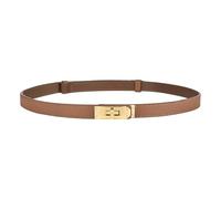 DAWRIS Women's Leather Belts - Classic Alloy Turn Lock Skinny Belt for Women, Adjustable Gold, Tan, Brown