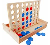 DAWRIS Wooden 4 in a Row Game - Classic Strategy Game for Adults Children-Connect the 4 Discs of Same Colour in a Row - Travel Games Family Board Games Toys Gift for 6 years old Kids Boys Girls Adults