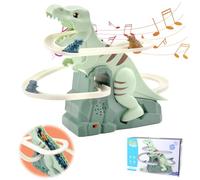 DAWRSI Dino Slide Track Electric Toy with Light and Music Dinosaur Roller Coaster Stair Climbing Track Toy for Kids