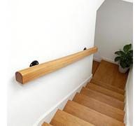 Dawselod 220cm Solid Wooden Handrail, Wall Mount Non-Slip Stair Banister, Heavy Duty Safety Stair Railing for Indoor Outdoor Steps, Ideal for Elderly, Kids & Disabled