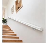 Dawselod 220cm White Wooden Handrail,Non-Slip Home Staircase Handrails Heavy Duty Safety Rail for Indoor & Outdoor Stairs, Corridors, Lofts & Patios, for Elderly, Children & Disabled Users