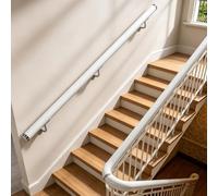 Dawselod 60cm White Wood Handrail,Round Stair Hand Rail,Wall Mounted Staircase Balustrade,Non-Slip Outdoor Safety Grab Bar for Younger/Elder/Disabled