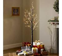 Dawsons Living Brown 6Ft Christmas Pre-Lit Led Twig Tree - White Snow Birch Outdoor Or Indoor