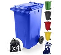 Dawsons Living Express Wheelie Bins Blue Outdoor Wheelie Bin For Trash & Rubbish 240L Council Size With Rubber Wheels