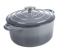 Dawsons Living Grey 5.2L Round Cast Iron Casserole Oven Roasting Dish - Induction & Gas Safe Dutch - With Lid