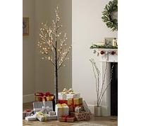 Dawsons Living Pre-Lit Twig Tree 4ft - White Snow Birch Outdoor and Indoor Decorative Festive Tree - LED Lights (125cm / 4 Foot)