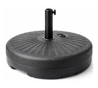Dawsons Living Round Parasol Base Fillable 21kg, Heavy Duty Round Plastic Garden Umbrella Holder Stand Weight Base, Water Sand Filled, For 38mm and 48mm Poles, Black