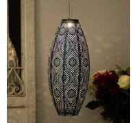 Dawsons Living, Solar Powered Led Large Garden Lantern Outdoor Light - Select Colours & Shapes - Long Oval Blue