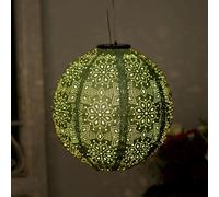 Dawsons Living, Solar Powered Led Large Garden Lantern Outdoor Light - Select Colours & Shapes - Round Moroccan Green