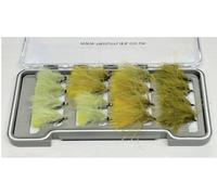 Dawsons Olives Trout Flies, Barbless, boxed set 16 flies in a water-tight Fly, Box Fly Fishing (12)