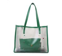 DAWTHTW 2pcs / set Stylish Clear PVC Tote Bag with Large Capacity Shoulder Bags Perfect for Beach Work and Leisure Clear Travel Bags