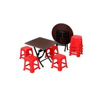 DAWTHTW Classical 1/12 Doll House Accessories Foldable Dining Table with 8 Seats Kitchen Scene Display Craft Model Project Props Doll House Furniture Set