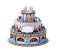 Dawutocap Classical Windup Music Box Craft Project Wooden Birthday Cake Rotating Musical Ornament For Kids Adults Decorative Gift Vintage Mechanical Music Ornament