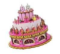 Dawutocap Classical Windup Music Box Craft Project Wooden Birthday Cake Rotating Musical Ornament For Kids Adults Decorative Gift Vintage Mechanical Music Ornament