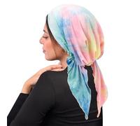 Dawutocap Colorful Tie Dyes Bandana Elastic Hair Wrap Cover Hat Secure For Long Short Hair Polyester Cultural Headwear