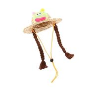 Dawutocap Puppy Sunbonnet Supplies Straw Hat with Braid Band Outdoor Headwear Outdoor Sunbonnet Supplies Straw Hat