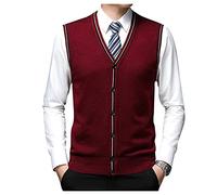 Dawwoti Mens Knitted Sleeveless Jumpers Front Button Vest Cardigan Sweater Classic Regular Fit Tank Top