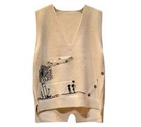 Dawwoti Women Knitted Sleeveless Jumpers Floral Pattern Sweater Vests V Neck Gilets Waistcoat Top