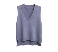 Dawwoti Women V Neck Sweater Vest Sleeveless Jumpers Sweatshirt Layered Knit Gilets Waistcoat Top… Light Blue