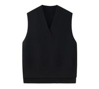 Dawwoti Women V Neck Sweater Vest Sleeveless Jumpers Sweatshirt Layered Knit Gilets Waistcoat Top (UK, Alpha, One Size, Regular, Regular, Black)