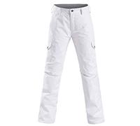 Dawwoti Women's Ski Trousers with Zipper Pocket, Waterproof Windproof Thermal Snow Trousers Stuffing Cotton Golf Travel Trousers for Ladies Snowboarding Winter Sports Thicken Durable Ski Outfit White