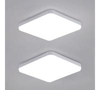 DAXGD 32W Square Led Ceiling Light, 2 Pack IP54 Waterproof LED Ceiling Light, 3600LM 6500K Cool White, Bathroom Kitchen Corridor Balcony Ceiling Light 25cm