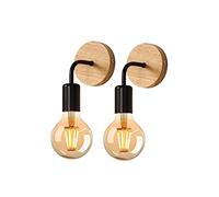 DAXGD Wall Lights 2 Pack, Wall Lamp Industrial, Wooden Wall Decor Wall Sconces Indoor for Living Room, Bedroom (Bulbs Not Included)