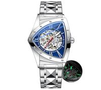 DAXIAOYU Automatic Triangle Mechanical Watches for Men Punk Rap Style Stainless Steel Luminous Life Waterproof Man Wrist Watch, Steel-Blue, Luxury
