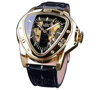 DAXIAOYU Fashion Triangle Golden Skeleton Movement Mysterious Men Automatic Mechanical Wrist Watch, Black, Luxury