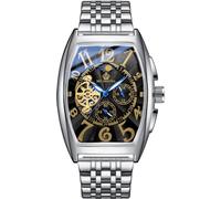 DAXIAOYU Gold Case Big Square Dial Automatic Watch Men Skeleton Mechanical Wristwatch Stainless Steel Band Male Clock