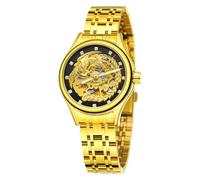 DAXIAOYU Luxury Ladies' Golden Automatic Mechanical Wristwatch Gorgeous Phoenix Hollow Out Diamond Watch Waterproof Luminous Stainless Steel Bracelet Watches