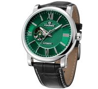 DAXIAOYU Men's Automatic Skeleton Watches Self Winding Mechanical Roman Numeral PU Leather Strap Wrist-Watch Waterproof Luminous Wrist Watches, silvery green
