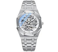 DAXIAOYU Men's Watches Automatic Mechanical Watch Luminous with Stainless Steel Strap Skeleton Military Wristwatch, White, Luxury