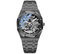 DAXIAOYU Men's Watches Automatic Mechanical Watch Luminous with Stainless Steel Strap Skeleton Military Wristwatch, Black, Luxury