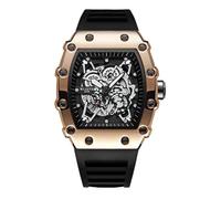 DAXIAOYU Trendy Cool Tonneau Watch Hollow Out Skeleton Large Dial Watches for Men Quartz Waterproof Silicone Strap Sport Business Luminous Wristwatch